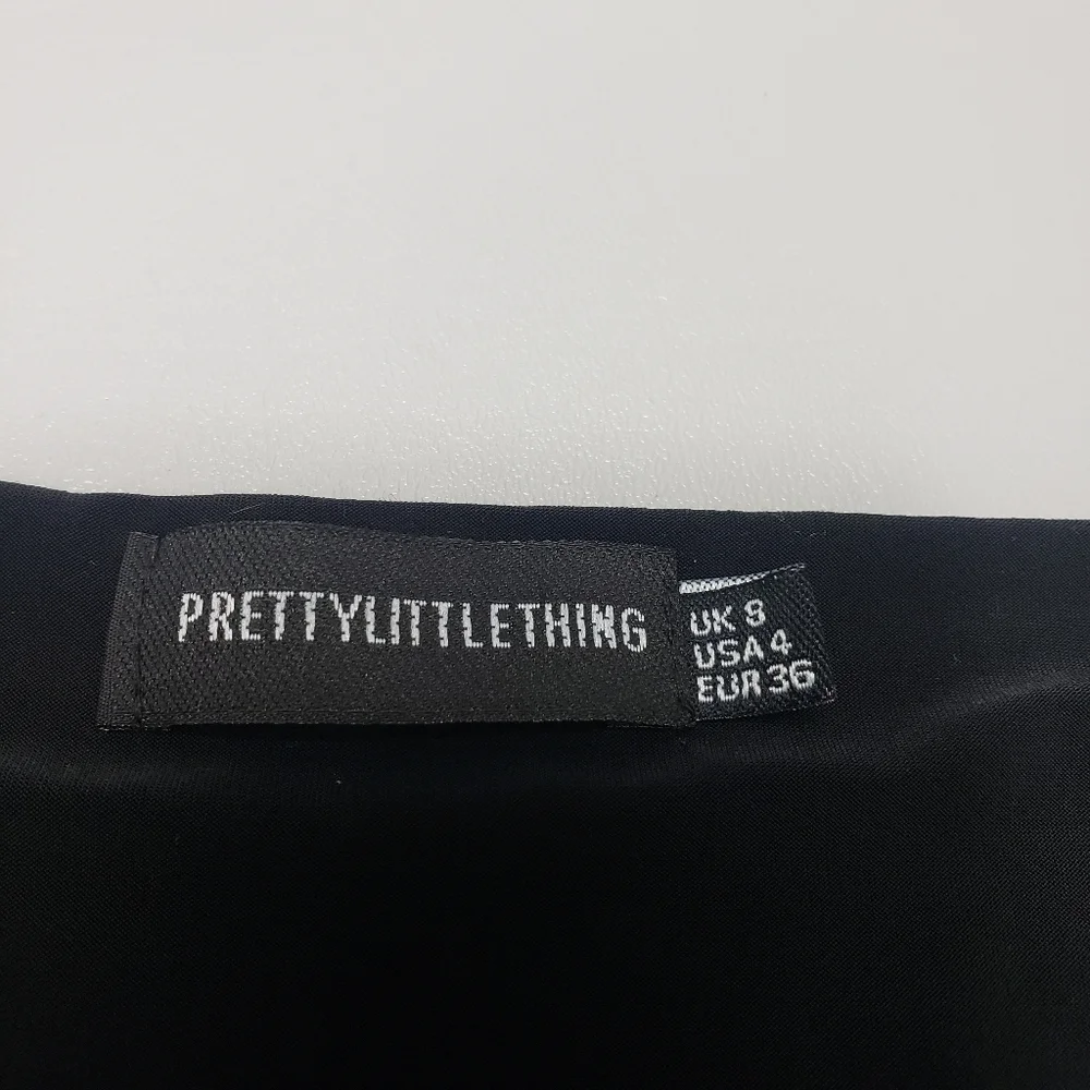 prettylittlething solid black boat neck long sleeve crop top women's 4